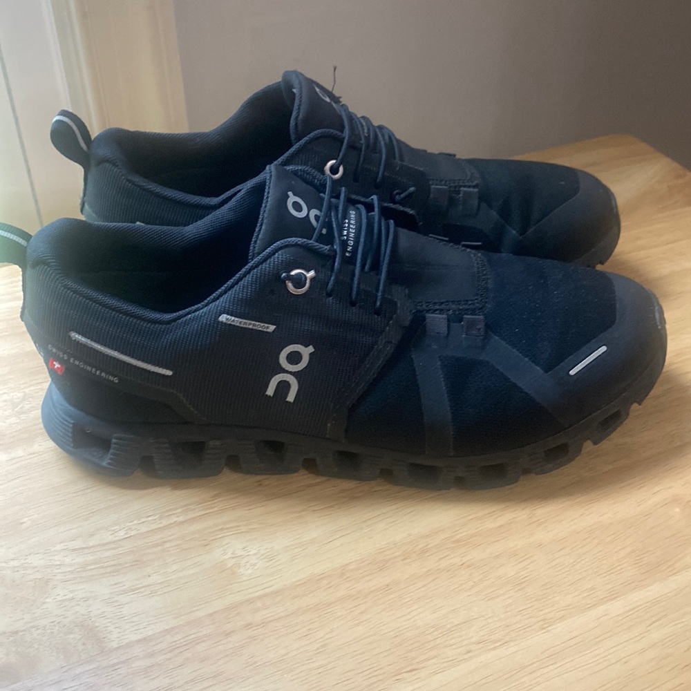All black waterproof On cloud running shoes